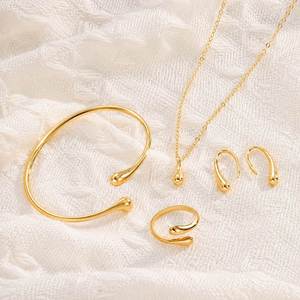 Ensemble de bijoux élégant réglable en forme de goutte d'eau, collier et boucles d'oreilles en alliage pour femmes, mariage, fête, fiançailles - Product Image 4