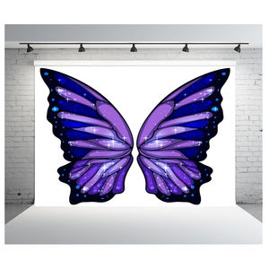 全彩生日快乐派对装饰品大粉色蓝色生日蝴蝶翅膀布艺背景横幅家居装饰 - Product Image 3