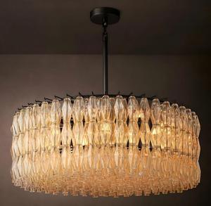 Lámpara de Araña Redonda de Lujo Nórdica con Estructura de Acero y Cristal Transparente, Luz Blanca Cálida, Compatible con CA, Ideal para Sala de Estar, Comedor, Hotel - Product Image 4