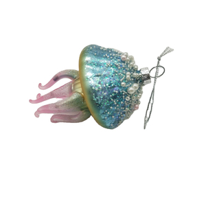 공장 핫 세일 불어 다채로운 유리 해파리 모양의 장식품 매달려 Bauble 해양 생활 크리스마스 트리 장식 장식 선물 - Product Image 5