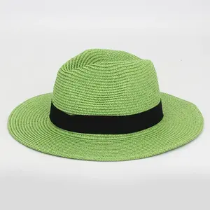 2024 New Outdoor Women Men Unisex Summer Breathable Sun Straw Braid Floppy Fedora Beach Panama Cap Straw Hats