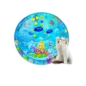 Tapete de juego de agua interactivo para gatos, tapete de juego con <span class=keywords><strong>Sensor</strong></span> de agua grueso para gatos, nuevo tapete de juego sensorial de agua con peces para jugar con mascotas - Product Image 2