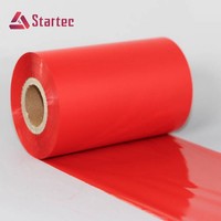 Pita Transfer Termal Warna Merah Biru 33mm*500m Custom untuk Printer Label HP Printer Termal