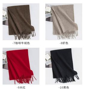 Écharpes en laine 100% tricotées unies pour hommes et femmes, automne-hiver, nouvelles, chaudes, accessoires de mode pour l'extérieur - Product Image 4