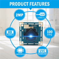 ELP full HD 1080P mini module de caméra usb Linux pilote libre grand angle 180 degrés 30fps 60fps 120fps