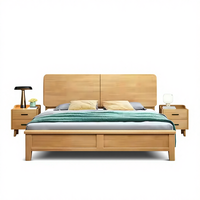 Lit plateforme moderne japonais King-Size avec rangement, port USB, en bois massif, écologique, durable, gain de place pour la maison et l'hôtel