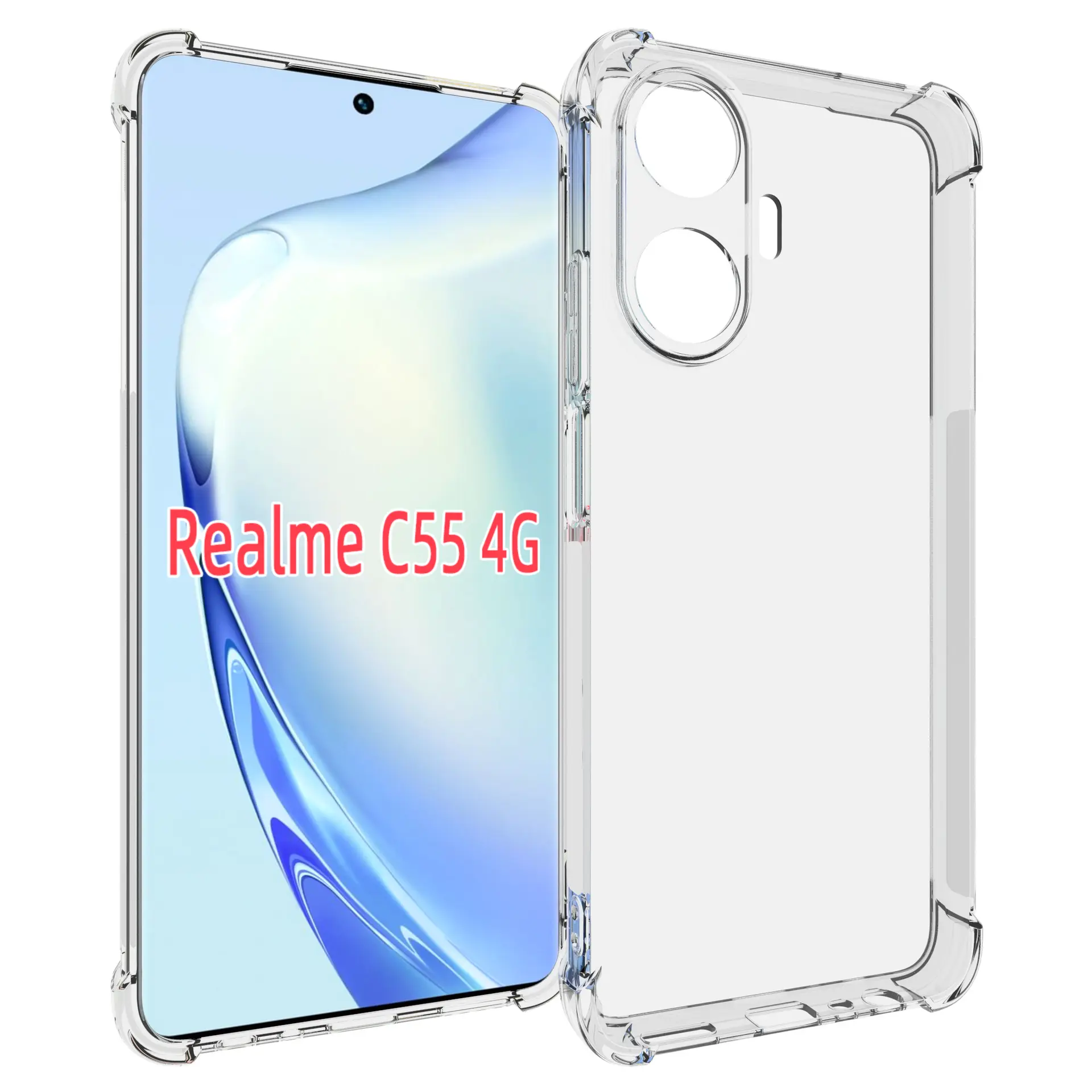 젤 케이스 Realme C55 보호 실리콘 투명 하이브리드 휴대 전화 쉘