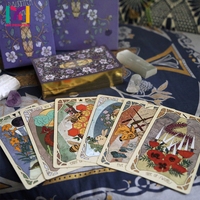 Kualitas tinggi grosir kustom cetak emas tepi emas hitam kertas Tarot dek kartu afirmasi dengan instruksi buku