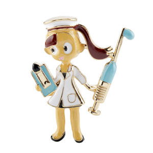 Jachon creativo dibujos animados estetoscopio tridimensional Doctor enfermera en forma de corazón <span class=keywords><strong>ECG</strong></span> goteo broche - Product Image 4