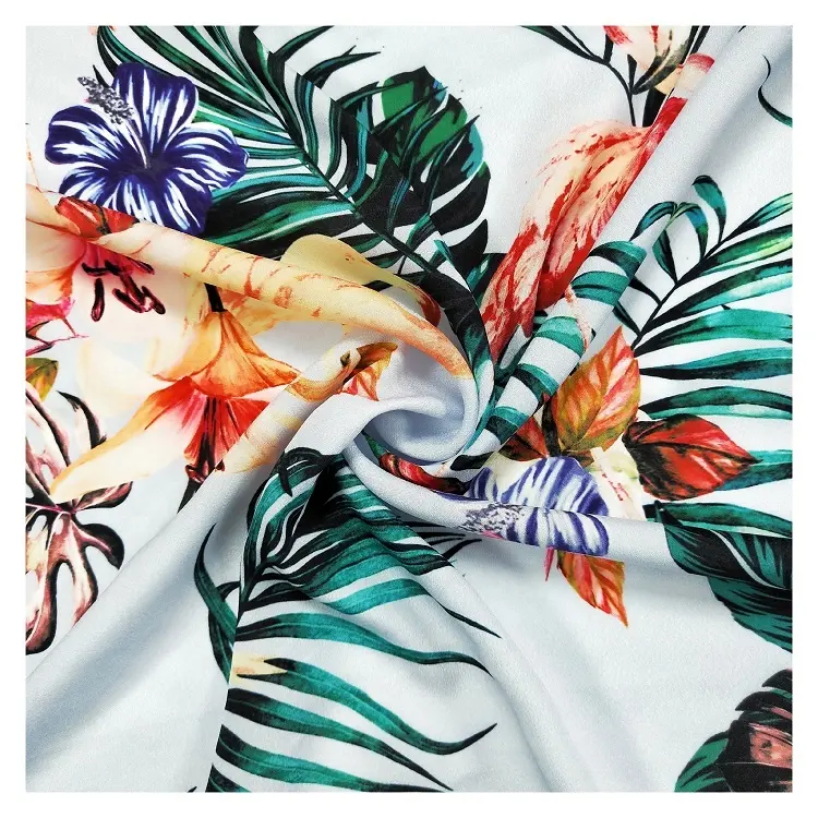 Tissu en Satin De soie Polyester 100% imprimé sur mesure, extensible, numérique, en crêpe De Chine, dc, motifs floraux