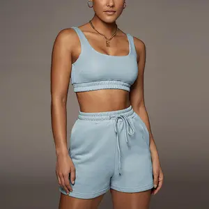 Fitness Wholesale Casual Sportswear Women 2022 Crop Top and Drawstring  Shorts Matching Set Summer Sport Suit - China Leisure Wear and Women Suits  price