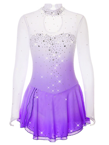 花样滑冰服装女子女子滑冰服装高弹性比赛滑冰服装手工经典水晶 - Product Image 6