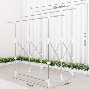 Closet Storage Metal clothes <b>rack</b>, wardrobe organizer, standing <b>drying</b> <b>rack</b>, 3 extendable hanging rods, - Product Image 6