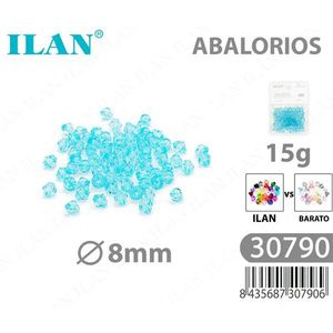 Ilan Abalorios Perline Biconiche Sfaccettate Blu Chiaro 8mm 15g - Product Image 1