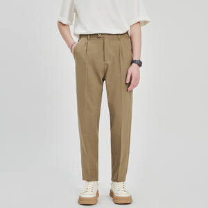 Hot Sell Heavy Cotton <b>Men's</b> Casual <b>Pants</b> 2024 Summer Anti-wrinkle Woven Loose Straight Leg <b>Trousers</b> Nine-quarter <b>Pants</b> - Product Image 1