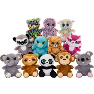 Мягкая игрушка с большими глазами, плюшевая сова, медведь, обезьяна, Пингвин, кошка, собака, Лемур, кролик, тигр, пасхальный лес