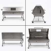 Asador de Carbón Premium para Exteriores, para Asar Cordero Entero, Cerdo Entero, con Cubierta y Ventana de Visualización para Eventos