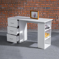 Meubles de bureau à domicile Tiroirs de rangement en panneaux de bois de couleur blanche avec étagère Bureau d'ordinateur
