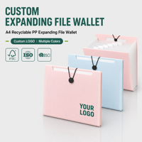 Porte-documents extensible A4 avec logo personnalisé, 8 pochettes, organiseur de documents en accordéon avec fermeture à bouton élastique, bureau, école