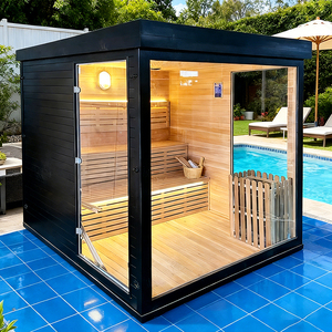 Sauna extérieur pratique et durable, adapté aux utilisations humides et sèches, équipé de sièges ergonomiques pour des séances de détente en <span class=keywords><strong>groupe</strong></span> dans la cour. - Product Image 4