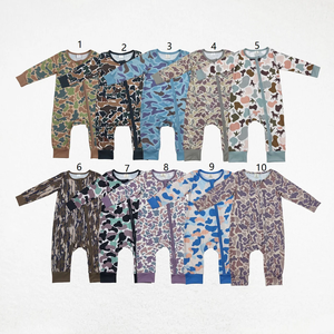 Mono de manga larga con estampado de camuflaje y cremallera oblicua para bebés, ropa de moda para recién nacidos y niños pequeños, primavera-otoño - Product Image 1