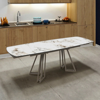 Usine chinoise vend personnalisé moderne léger luxe pieds en métal céramique table de table verre trempé meubles de salle à manger 4 places table