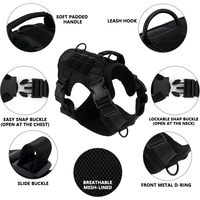 Harnais Tactique Oxford de Qualité Supérieure pour Grand Chien, Anti-Traction, Robuste, Réglable avec Poignée et Patchs MOLLE