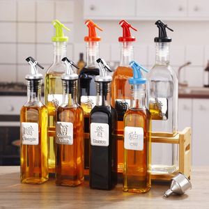 New Design 500Ml Glass Jar <b>Plastic</b> Top Gravity Vinegar and Olive Pot Cooking Vegetable Kitchen Oil Dispenser - Product Image 2