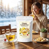 Té Herbal Premium OEM de Limón y Jengibre Totalmente Natural en Bolsitas, para el Cuidado de la Piel y la Digestión, Grado Ceremonial, 2 Años de Caducidad