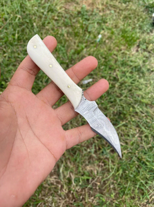 Custom Damascus Skinning <b>Knife</b> Handmade Fixed Blade Hunting <b>Knife</b> with <b>Bone</b> <b>Handle</b> OEM Manufacturer - Product Image 1