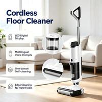 Nettoyage automatique à un bouton 180 °   Nettoyeur de sols sans fil à moteur brushless, aspiration puissante 12Kpa, autonettoyant, aspirateur eau et poussière