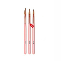 Lot de 3 stylos à ongles professionnels – Kit spécial rose avec manche en bois, stylos à cristaux et pinceaux pour manucure et soins des ongles