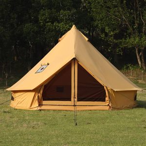 Carpa Yurt de Lujo para Acampar al Aire Libre de 4 Metros, Impermeable, para 3000 mm de Lluvia, 4 Estaciones, Oxford, para 4-8 Personas, Una Habitación, Triple Capa - Product Image 1
