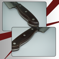 Couteau de cuisine rustique de chef avec lame en acier inoxydable et manche en bois d'ipe, extra-affûté, ambidextre, style oriental