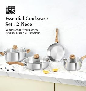 Geling Nouvelle Collection Batterie de Cuisine Professionnelle en Acier Inoxydable à Base Tri-couche, Fournisseur d'Usine, Ensemble de 12 Pièces (Casseroles et Poêles) - Product Image 6