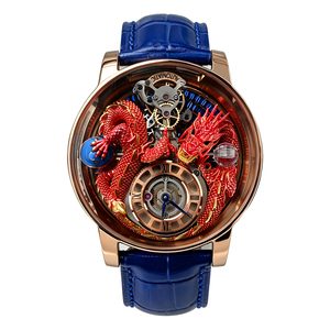 Custom Logo Luxury Men's Automatic Mechanical Watch 3D Carved Dragon Skeleton Dial Premium Leather Strap Wristwatch - Product Image 4