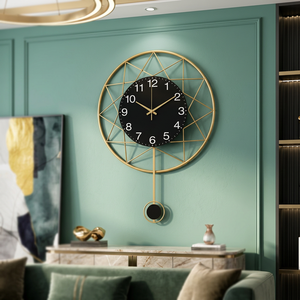 Ak Brass Luxury Handmade Quartz Needle Metal <b>Wall</b> <b>Clocks</b> Nordic Flower Design for Living Room Home Decor Battery Powered - Product Image 3