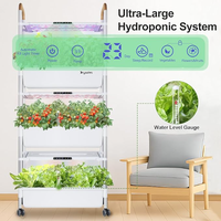 Système de culture hydroponique intelligent intérieur/extérieur, 81 pods, éclairage LED alimenté par batterie, mobile, 3 niveaux, sur pied, pour herbes et légumes