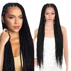 Venditori all'ingrosso di parrucche anteriori in pizzo intrecciato africano <span class=keywords><strong>con</strong></span> <span class=keywords><strong>capelli</strong></span> del bambino per le donne parrucca in pizzo intrecciato parrucche sintetiche intrecciate senza colla - Product Image 5