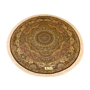 宇翔7*7英尺波斯图案丝绸区域地毯圆形土耳其古典设计客厅东方波斯地毯