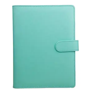 Buku Notebook Cover dengan Slot Kartu Agenda Perencana Alat Tulis 6 Cincin A5 Kulit Binder