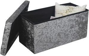 Custom Crushed Velvet Fabric Upholstered Foldable <strong>Storage</strong> Ottoman Sofa Chair Back Folding <strong>Stool</strong> for Kitchen and <strong>Bathroom</strong> Use - Product Image 6