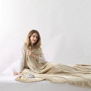 Couverture électrique, 1 pièce, prix bas, couleur unie, impression par sublimation, Beige, à pression thermique - Product Image 4