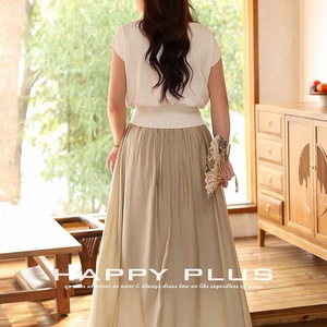 Ensemble haut en tricot traditionnel chinois et jupe en lin Runqi blanc avec broderie paysagère grande taille N8901 Femme - Product Image 4