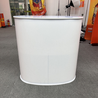 Comptoir pop-up en PP relevable à LED pour salon professionnel, logo personnalisé, sur pied, promotion, exposition, table de réception pliable