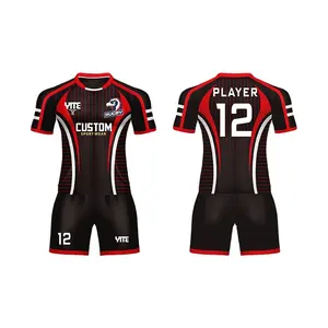 Wholesale Black Rugby Jersey Wear Sublimation Design the Pattern You Like Printing Rugby Jerseys