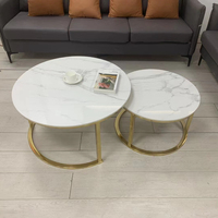 Ensemble de table basse ronde moderne en marbre de luxe pour salon, meubles de maison