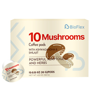 BioFlex Nouveautés : Mélange de café aux champignons en poudre, formule personnalisée, emballage en boîte avec Ashwagandha et Shilajit
