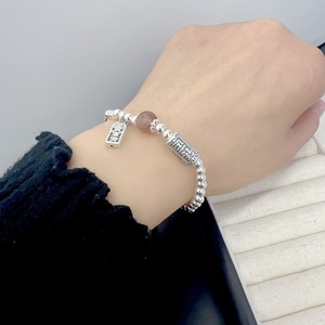 S925 Sterling Silver <b>Bead</b> <b>Bracelet</b> With Natural Stone Charm For Women Gift Jewelry - Product Image 5