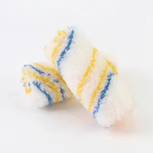 Cubierta de cepillo de rodillo de pintura de una sola raya azul amarilla doble de 4 pulgadas